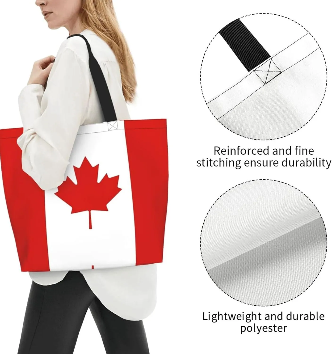 ASYG Cute Flag Tote Bag Large Women Casual Shoulder Bag Handbag Reusable Patriotic Shopping Grocery Bag