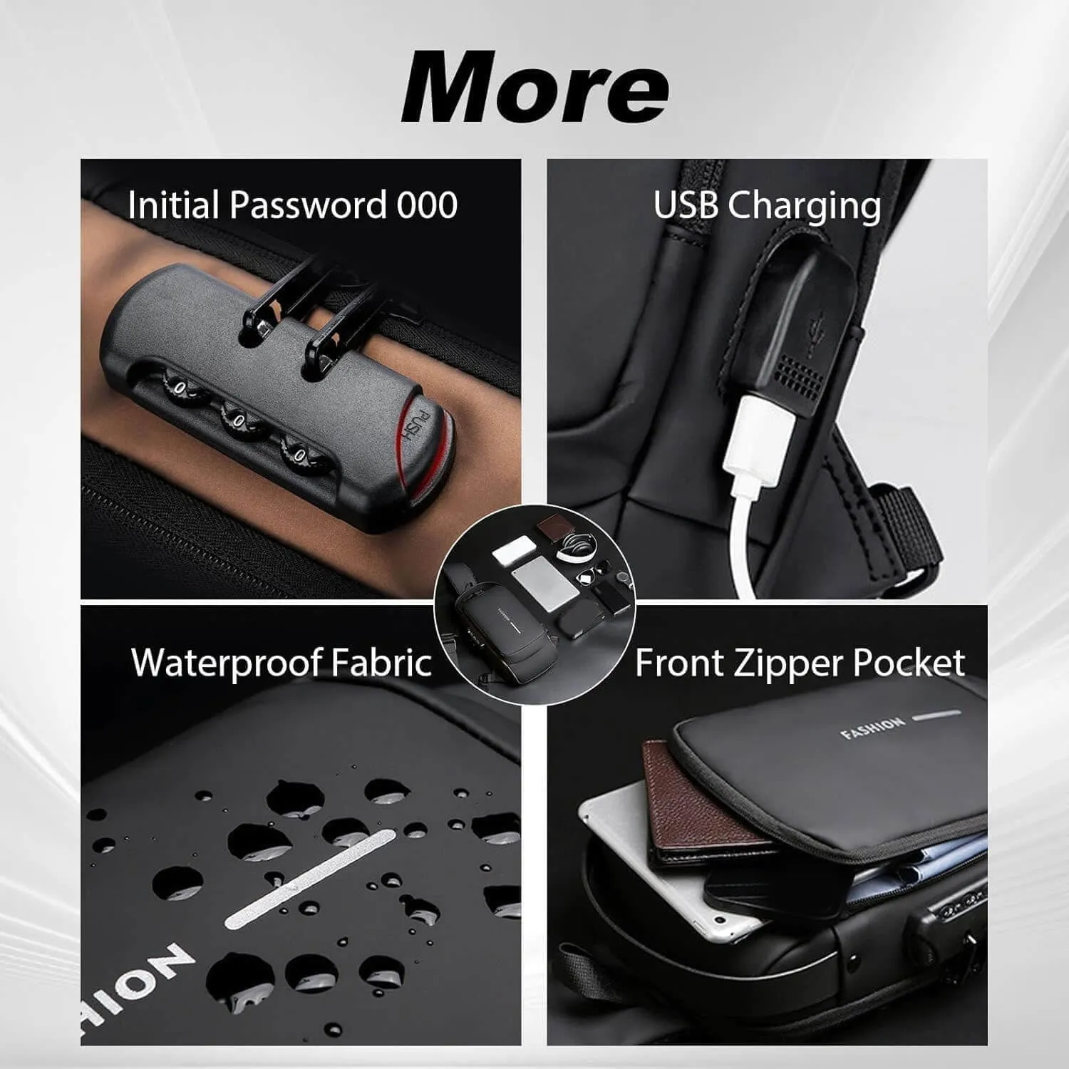 Auricz Bag, Auricz Sling Bag, New Carbon Fiber Streamline Anti-Theft Sling Bags, USB Charging Waterproof Crossbody Backpack (Gray)