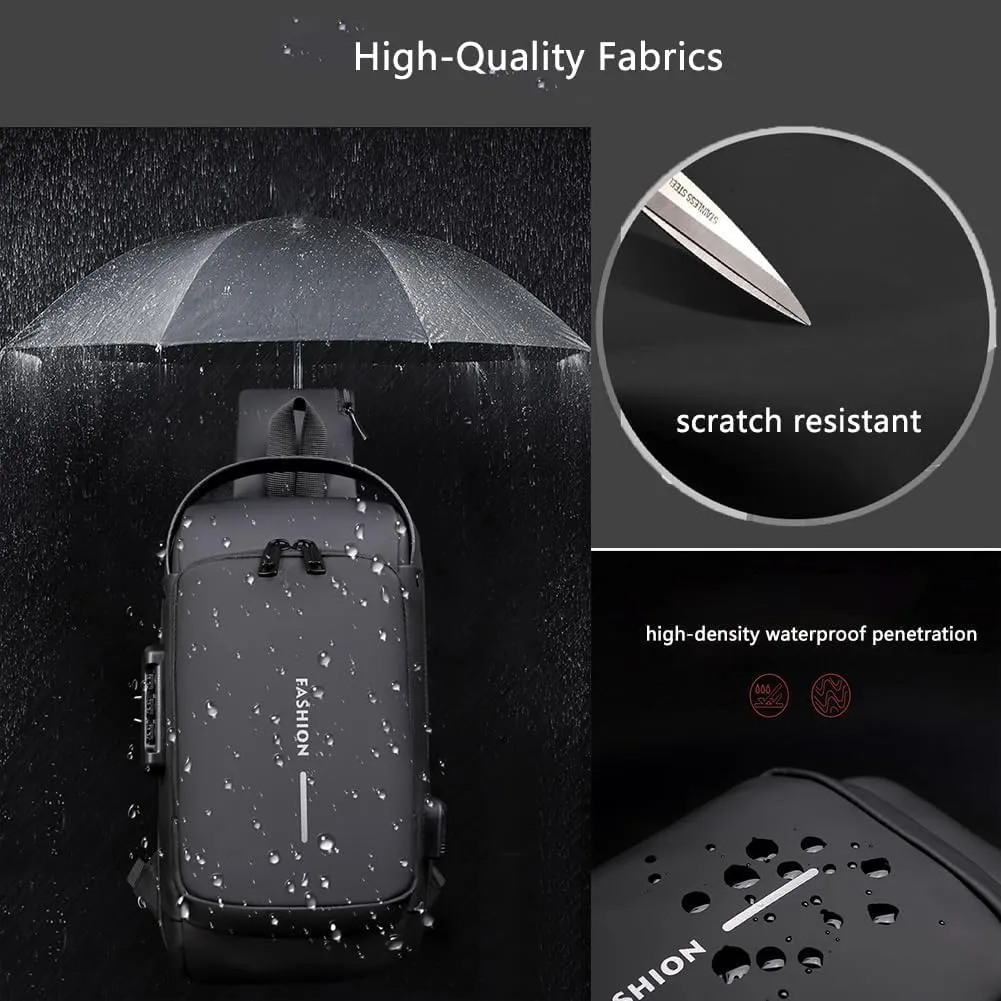 Auricz Bag, New Carbon Fiber Streamline Anti-Theft Sling Bag, USB Charging Port, Sport Slings Shoulder Chest Bags Men