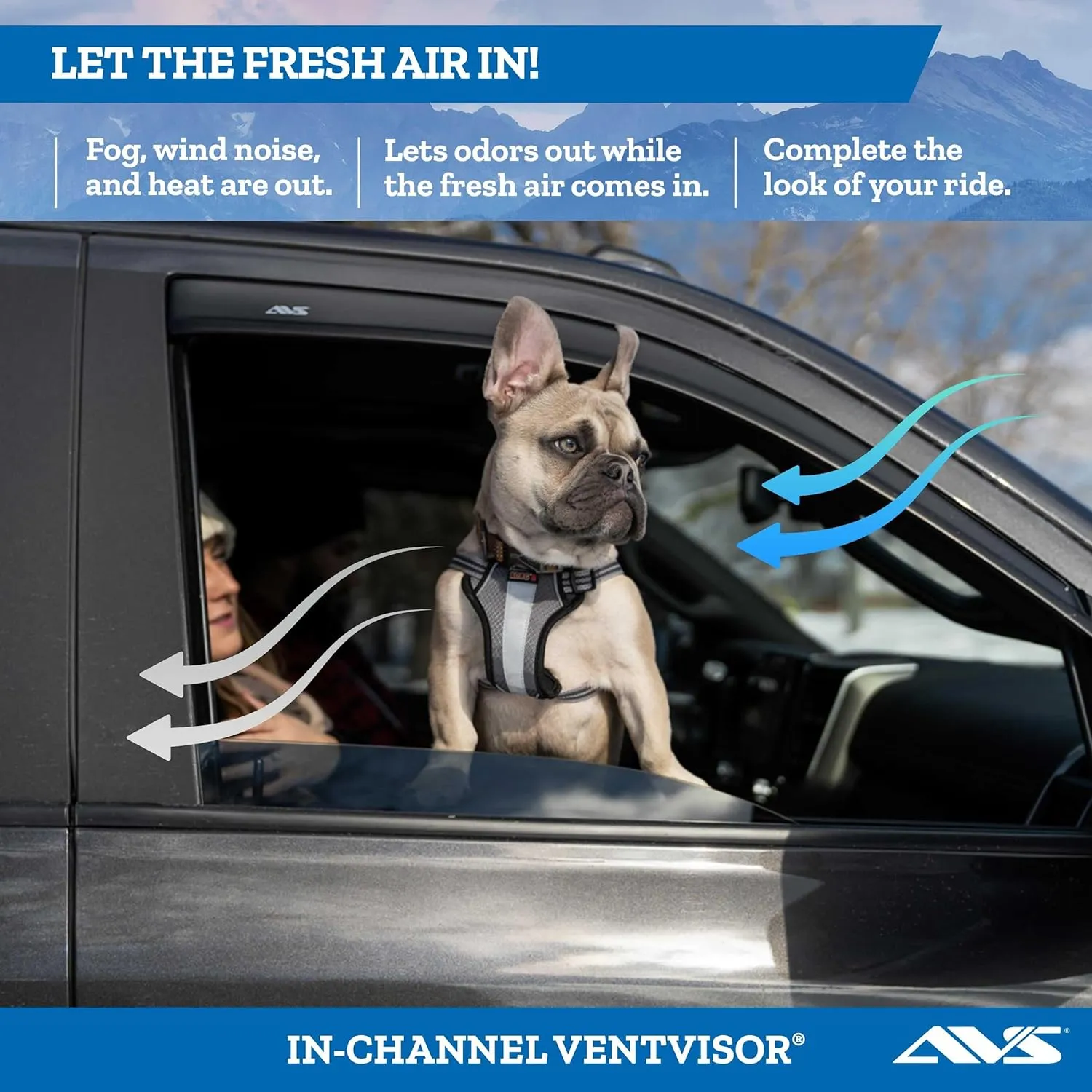 Auto Ventshade [AVS] in-Channel Rain Guards for 2014-2018 Silverado - Sierra 1500 Crew; 2015-2019 Silverado - Sierra 2500HD-3500HD Crew | Window Vent Visors, 4 pcs. - Smoke | 194536