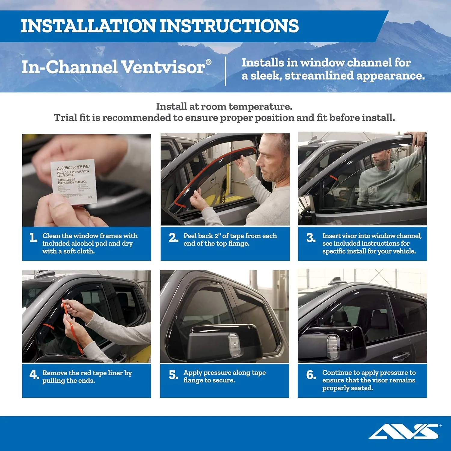 Auto Ventshade [AVS] in-Channel Rain Guards for 2014-2018 Silverado - Sierra 1500 Crew; 2015-2019 Silverado - Sierra 2500HD-3500HD Crew | Window Vent Visors, 4 pcs. - Smoke | 194536