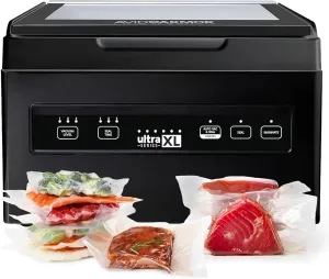 Avid Armor Chamber Vacuum Sealer Machine USVXL Ultra Series 11.5" Seal Bar for Liquid-Rich Wet Foods, Cooking Sous Vide, Infusions. LARGER Size Chamber Sealer Black Color Great for the Countertop