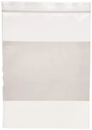 Aviditi 6" x 8" Reclosable Zipper White Block Plastic Poly Bags, 4 Mil, Clear, for Sorting and Organizing with Large Write-On Area to Label, (Case of 1000)