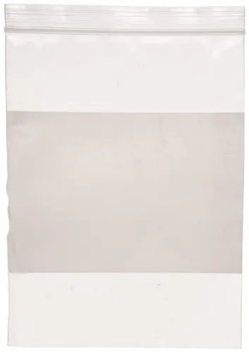 Aviditi 6" x 8" Reclosable Zipper White Block Plastic Poly Bags, 4 Mil, Clear, for Sorting and Organizing with Large Write-On Area to Label, (Case of 1000)