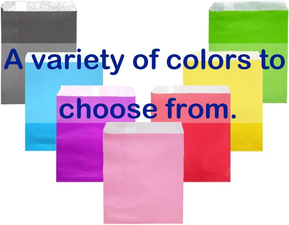 AZOWA 100 CT Small Paper Treat Sacks Black 5 x 7 Inches Candy Buffet Bags for Party