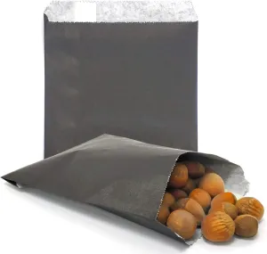 AZOWA 100 CT Small Paper Treat Sacks Black 5 x 7 Inches Candy Buffet Bags for Party