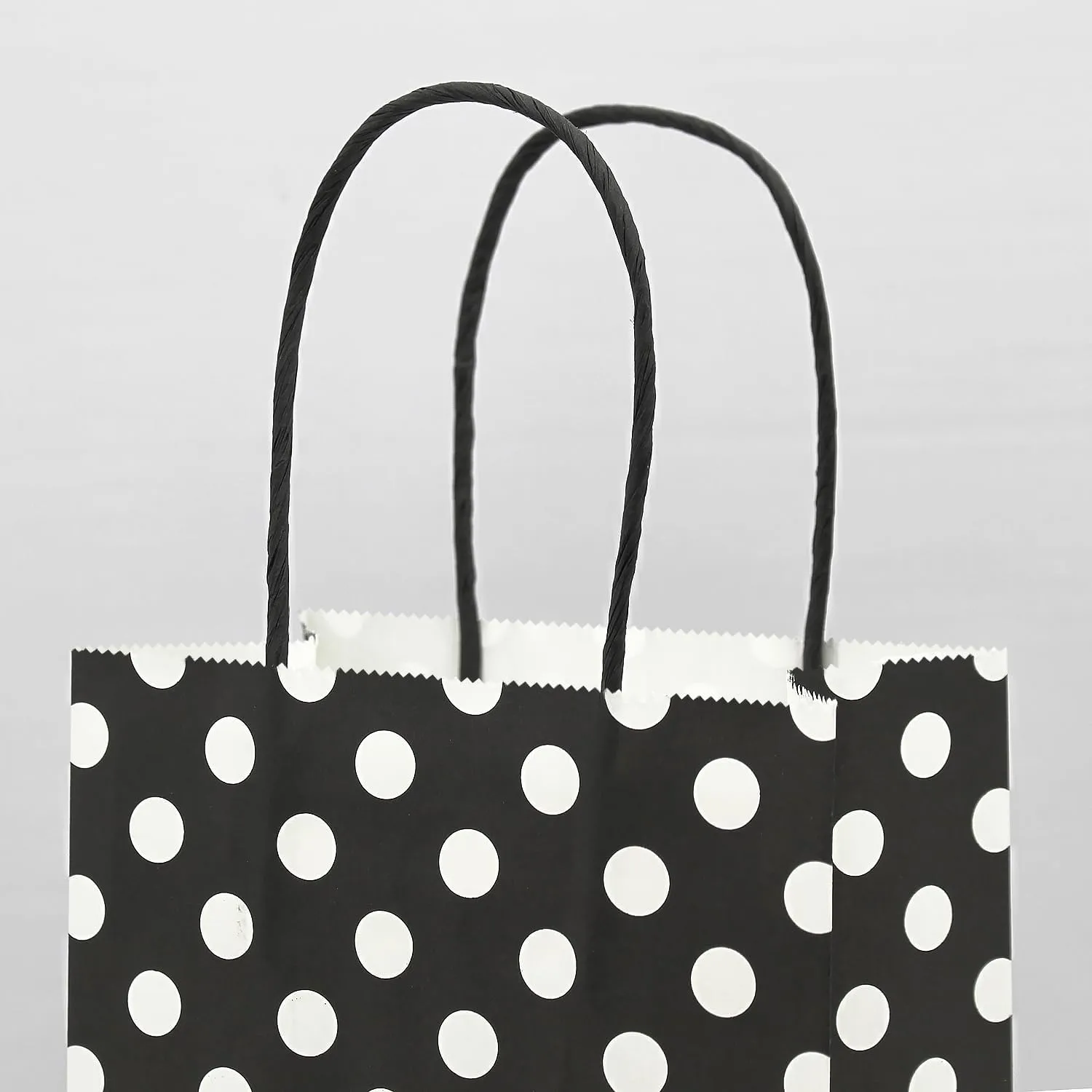 AZOWA Medium Polka Dot Gift Bags Kraft Paper Bags with Handles for Birthday Parties, Baby Shower, and Wedding (9.8 x 7.5 x 3.9 in, Black, 25 Pcs)
