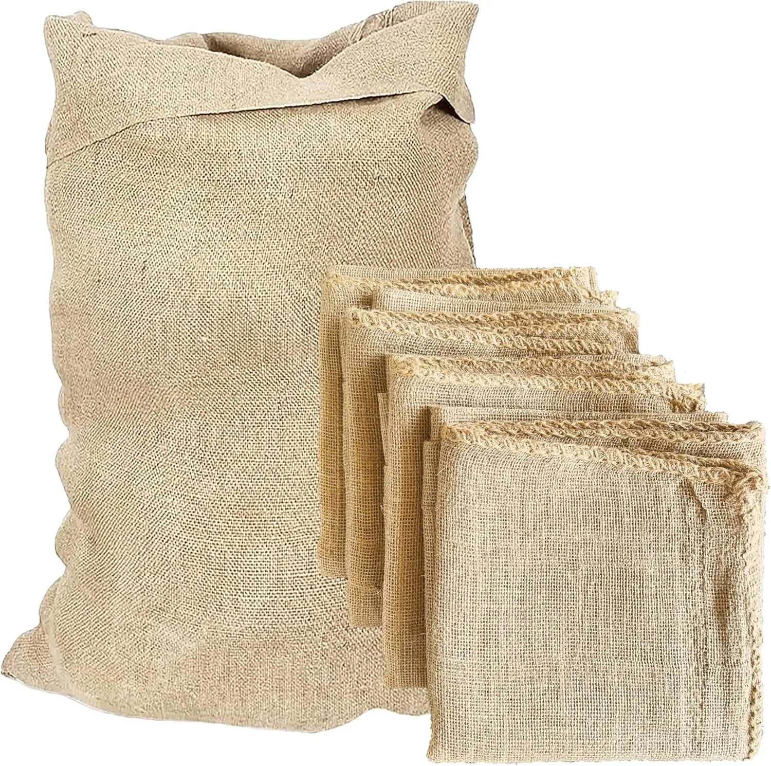 B53 Pack of 4 23" x 40" Burlap Bags - Multipurpose Reusable Burlap Sack for Vegetables and Gardening, Onion Storage, Potato Sack Race Bags for Outdoors
