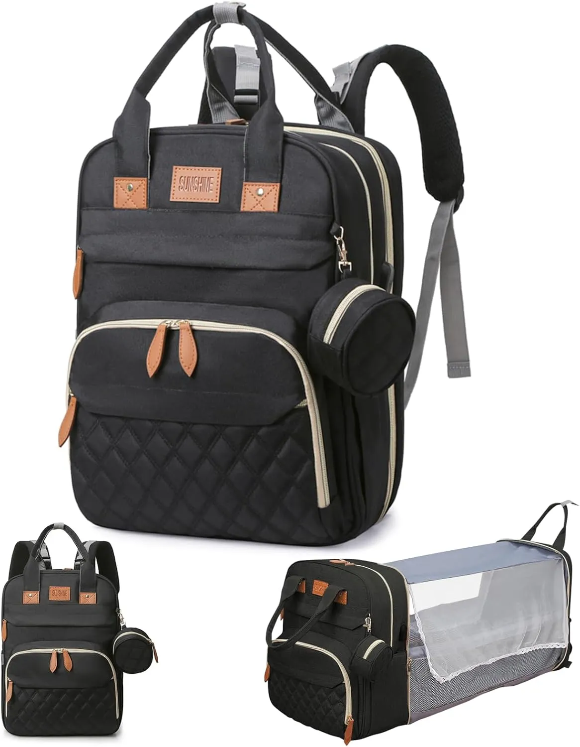Baby Diaper Bag Backpack, Large Baby Diaper Bags for Boys Girls, Baby Bag with USB Charging Port, Multifunction Waterproof Travel Bag for Moms Dads