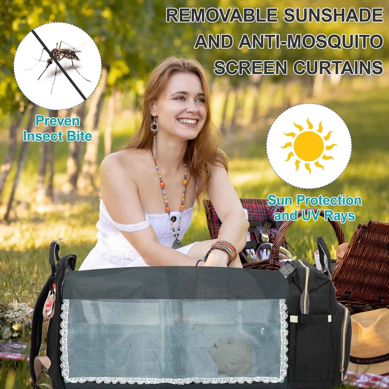 Baby Diaper Bag Backpack, with Changing Table, Newborn Baby Gift, Baby Bag for Boys and Girls, 900D Oxford Cloth Waterproof Diaper Bag, Multifunctional Large Capacity Travel Backpack (Large Black)