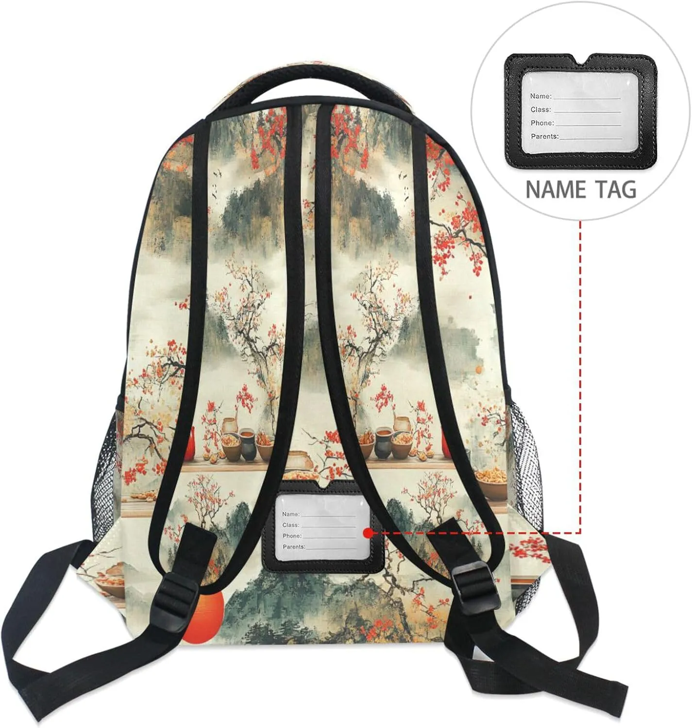 Backpack for Teenager Waterproof School Bag with Chest Strap for Business Work College Travel Trip Cereal Japanese Style