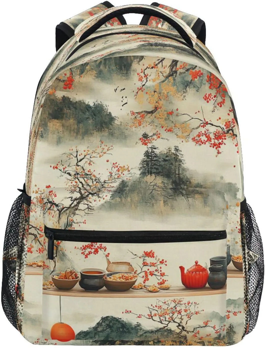 Backpack for Teenager Waterproof School Bag with Chest Strap for Business Work College Travel Trip Cereal Japanese Style