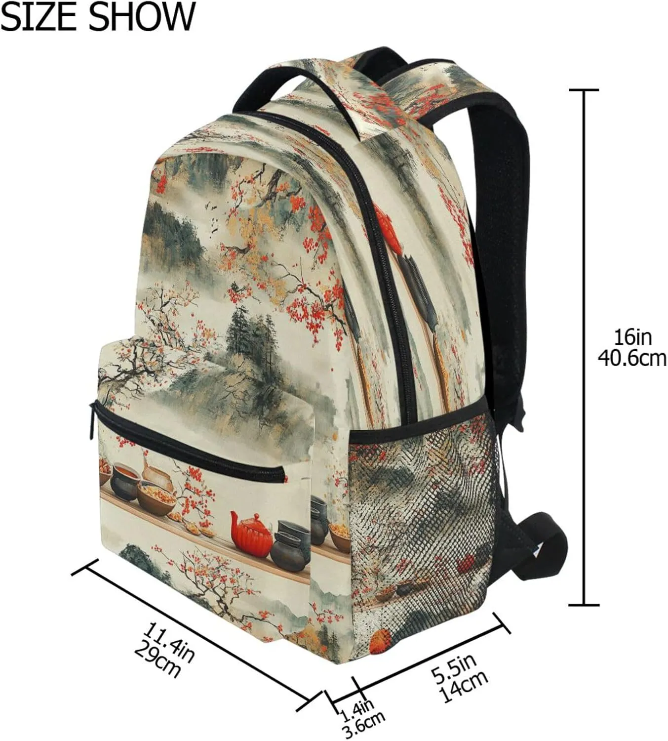 Backpack for Teenager Waterproof School Bag with Chest Strap for Business Work College Travel Trip Cereal Japanese Style