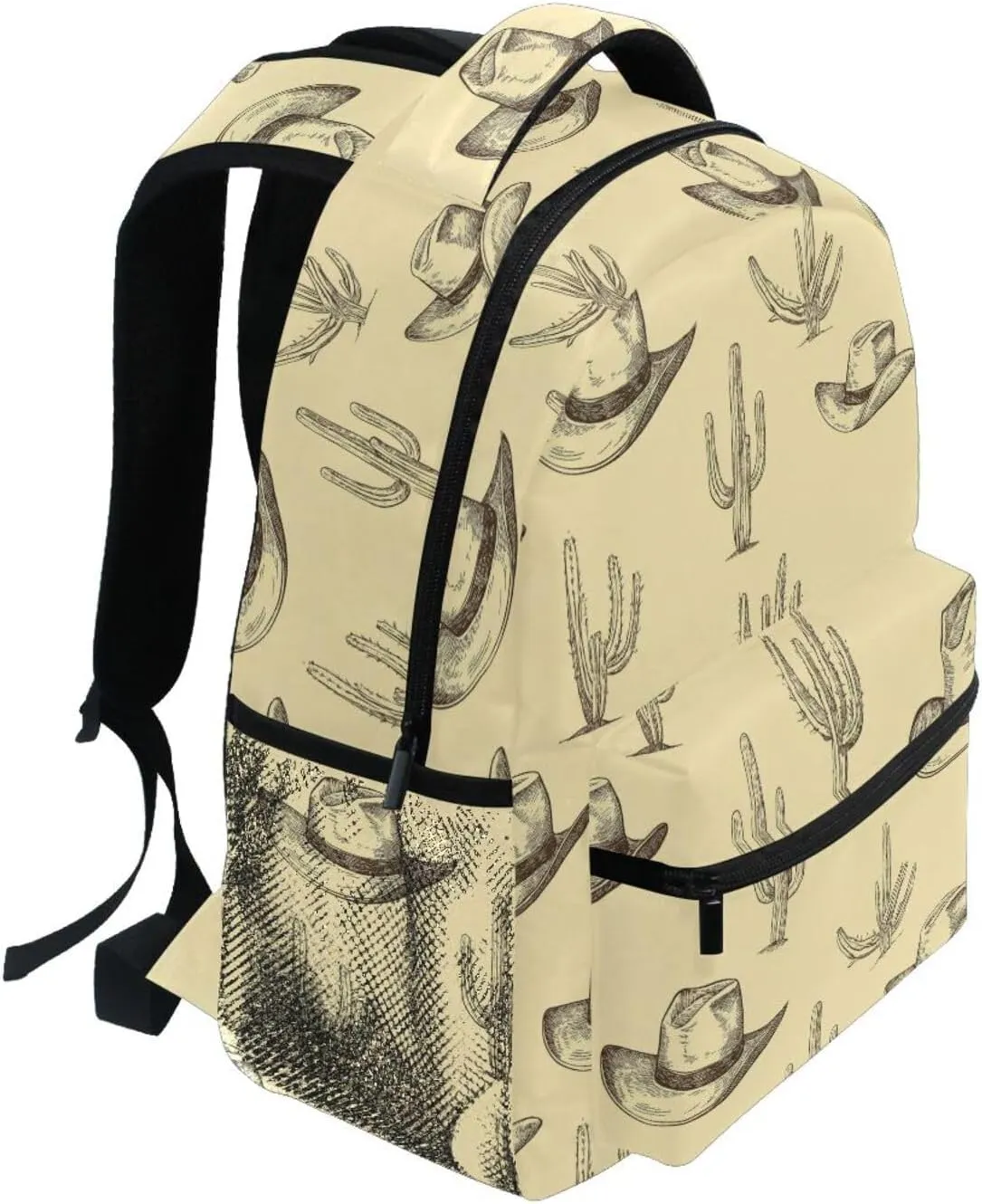 Backpack for Unisex Adult Fashion Stylish Travel Bags with Chest Strap for Travel Trip Western Cowboy Boho Cactus Hat