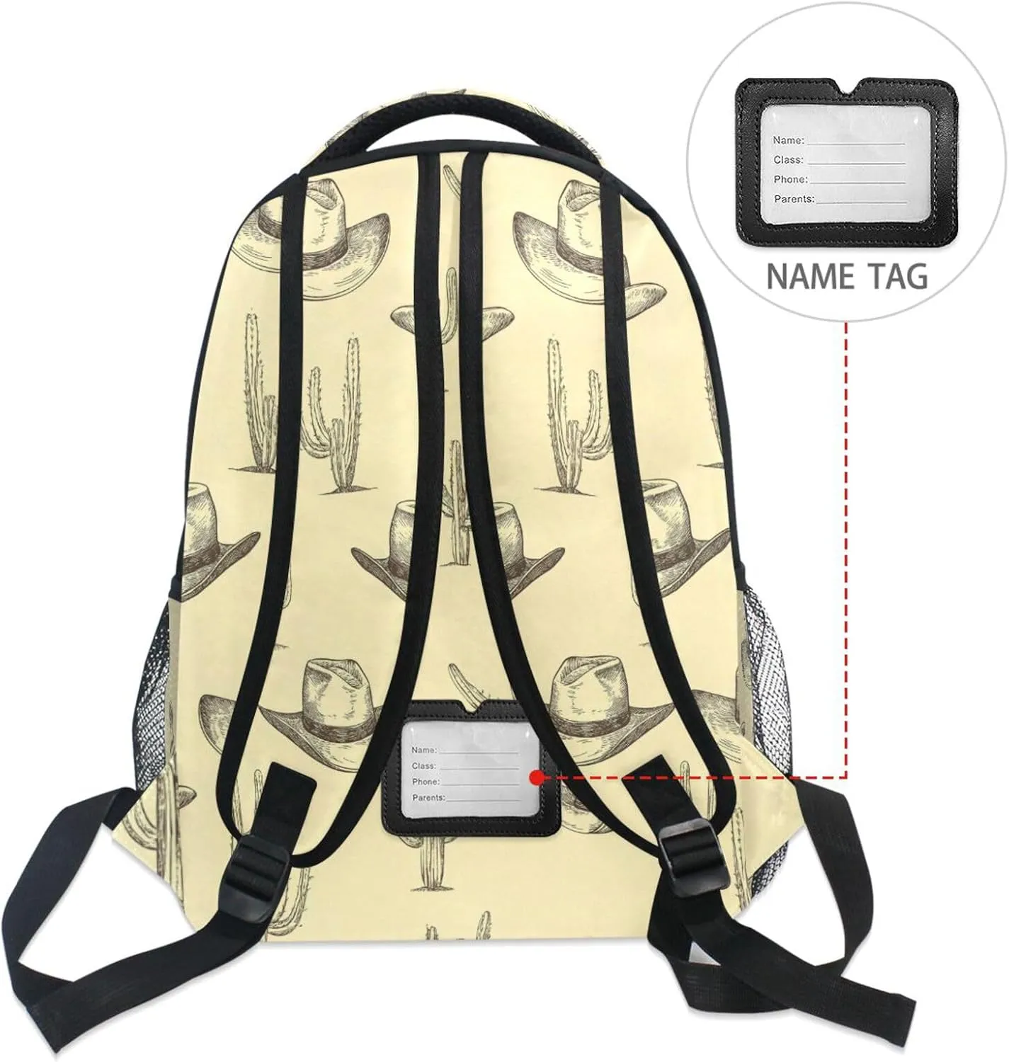 Backpack for Unisex Adult Fashion Stylish Travel Bags with Chest Strap for Travel Trip Western Cowboy Boho Cactus Hat