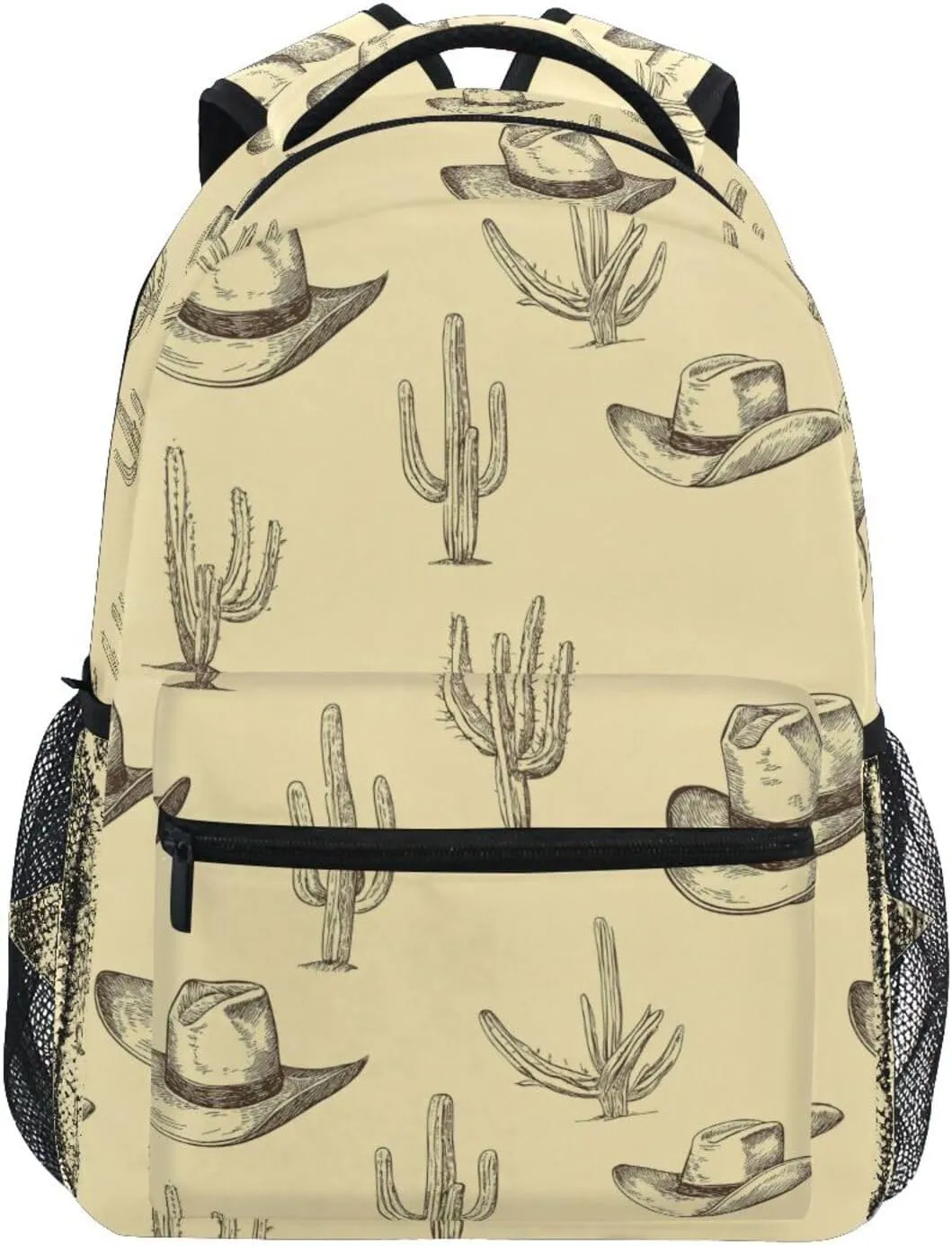 Backpack for Unisex Adult Fashion Stylish Travel Bags with Chest Strap for Travel Trip Western Cowboy Boho Cactus Hat