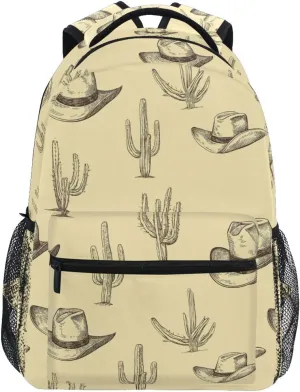 Backpack for Unisex Adult Fashion Stylish Travel Bags with Chest Strap for Travel Trip Western Cowboy Boho Cactus Hat