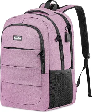 Backpack for Women, School Backpacks for Teens Girls, 15.6 Inch Cute Laptop Backpack for School with USB Charger, Lightweight Teacher Student College Bookbags, Pink