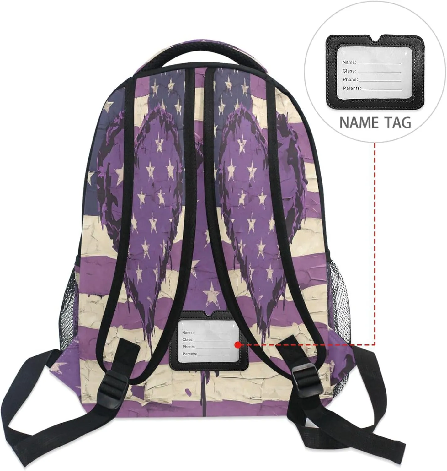 Backpacks for Men and Women Waterproof School Bag with Chest Strap for Business Work College Travel Trip Purple Heart Day Army