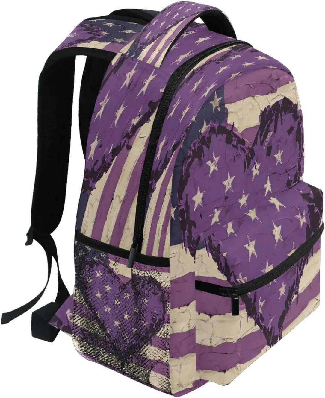 Backpacks for Men and Women Waterproof School Bag with Chest Strap for Business Work College Travel Trip Purple Heart Day Army