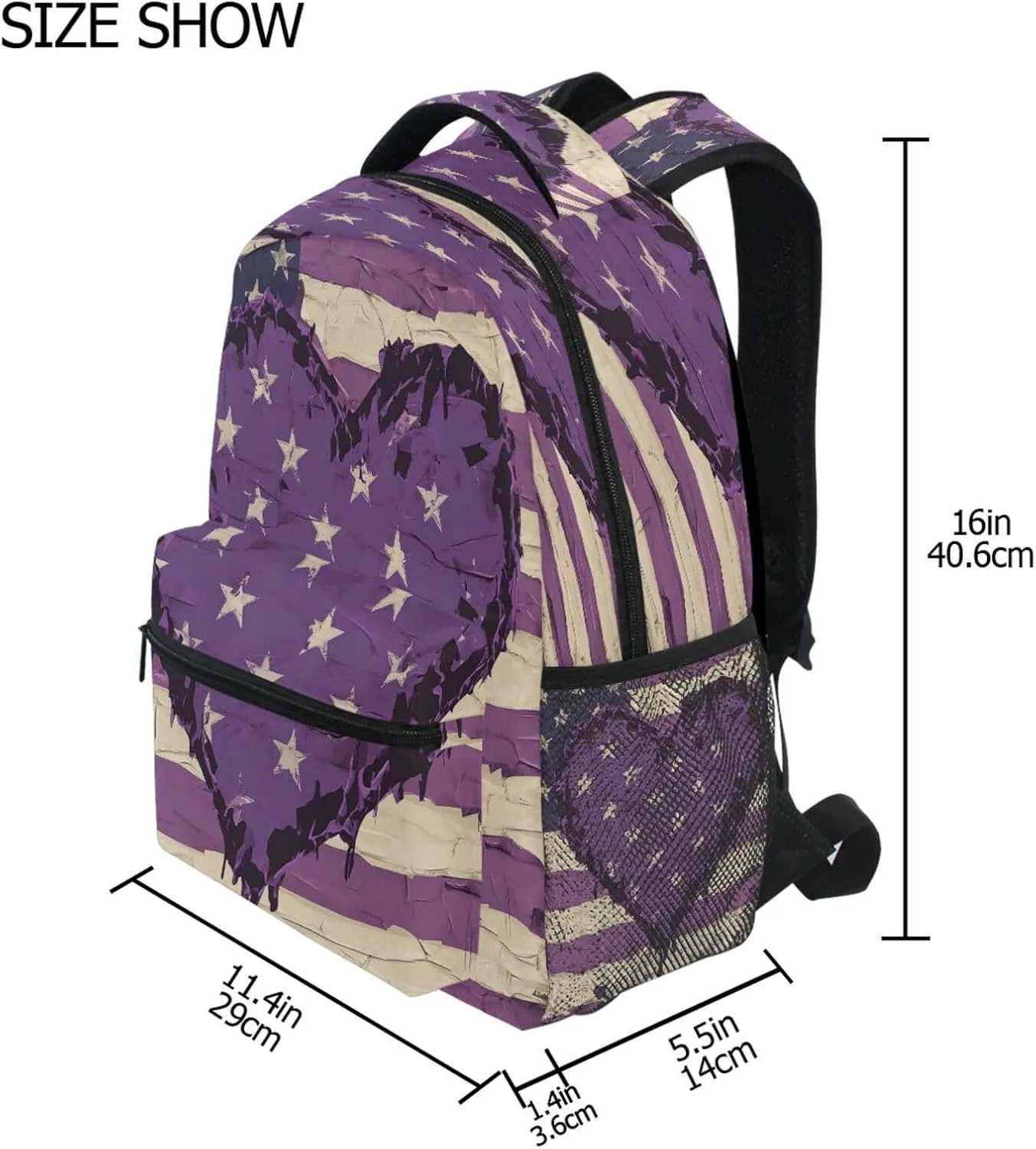 Backpacks for Men and Women Waterproof School Bag with Chest Strap for Business Work College Travel Trip Purple Heart Day Army