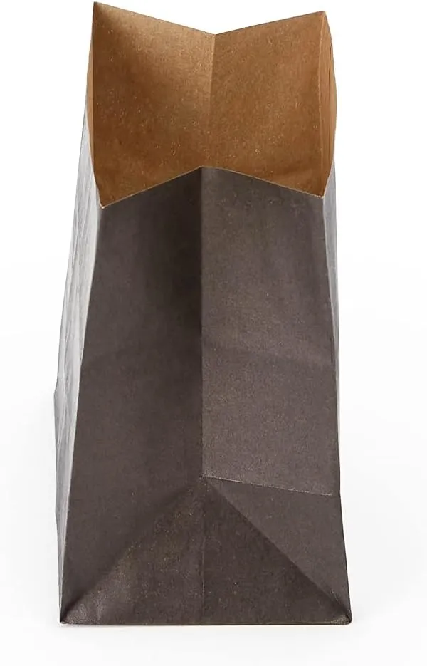 Bag Tek Black Paper Small Snack Bag - 3 3/4" x 2 1/4" x 3 3/4" - 100 count box