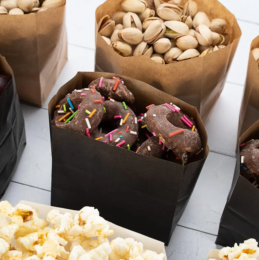 Bag Tek Black Paper Small Snack Bag - 3 3/4" x 2 1/4" x 3 3/4" - 100 count box