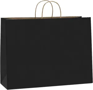 BagDream 16x6x12 Inches 50Pcs Black Kraft Paper Bags with Handles Bulk, Large Gift Bags for Shopping, Grocery, Retai, Merchandise, Party Favor Gifts, Recyclable Paper Sacks