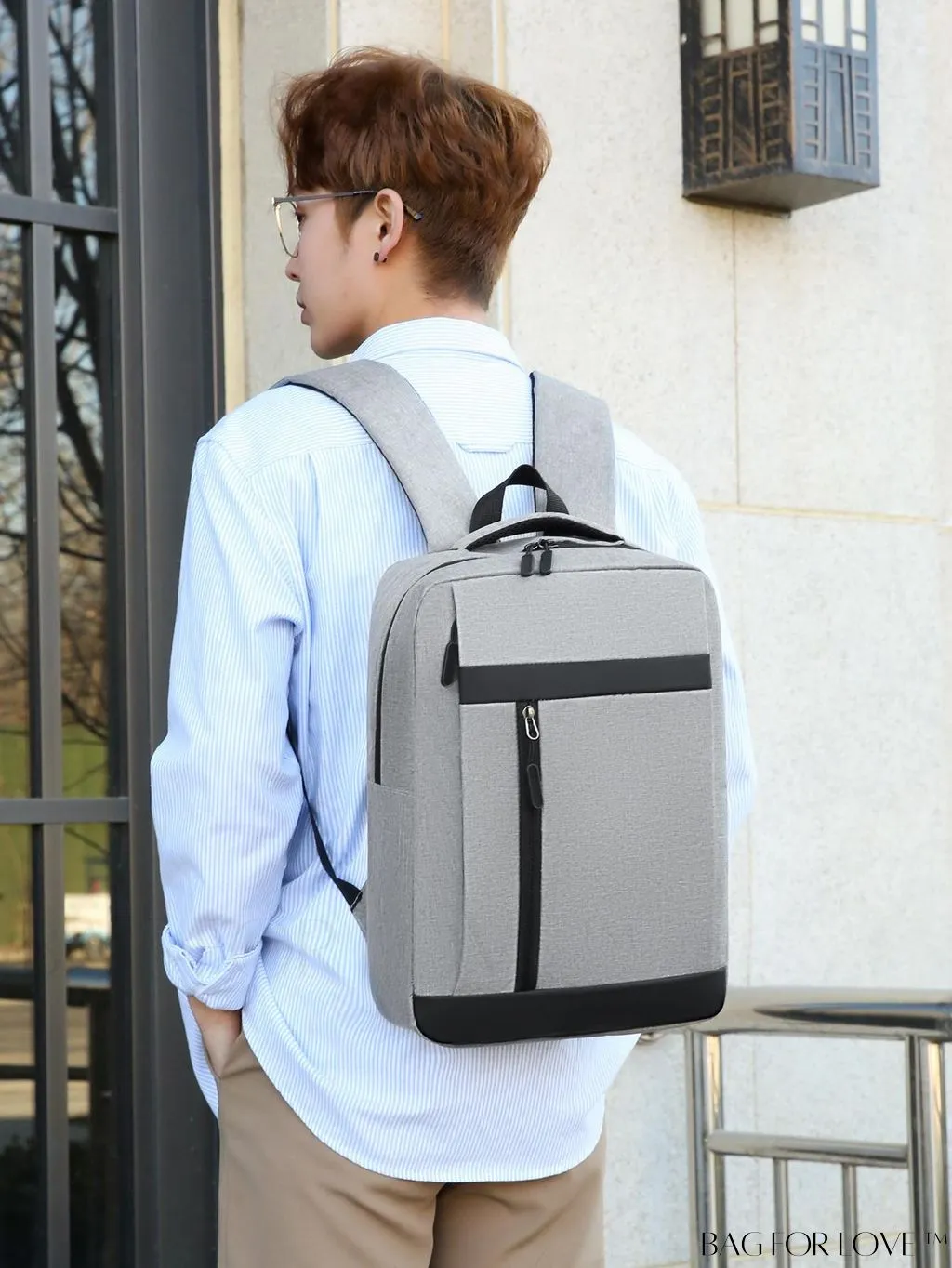 BagForLove - Business Laptop Backpack with Two-Tone Design and Convenient Charging Port