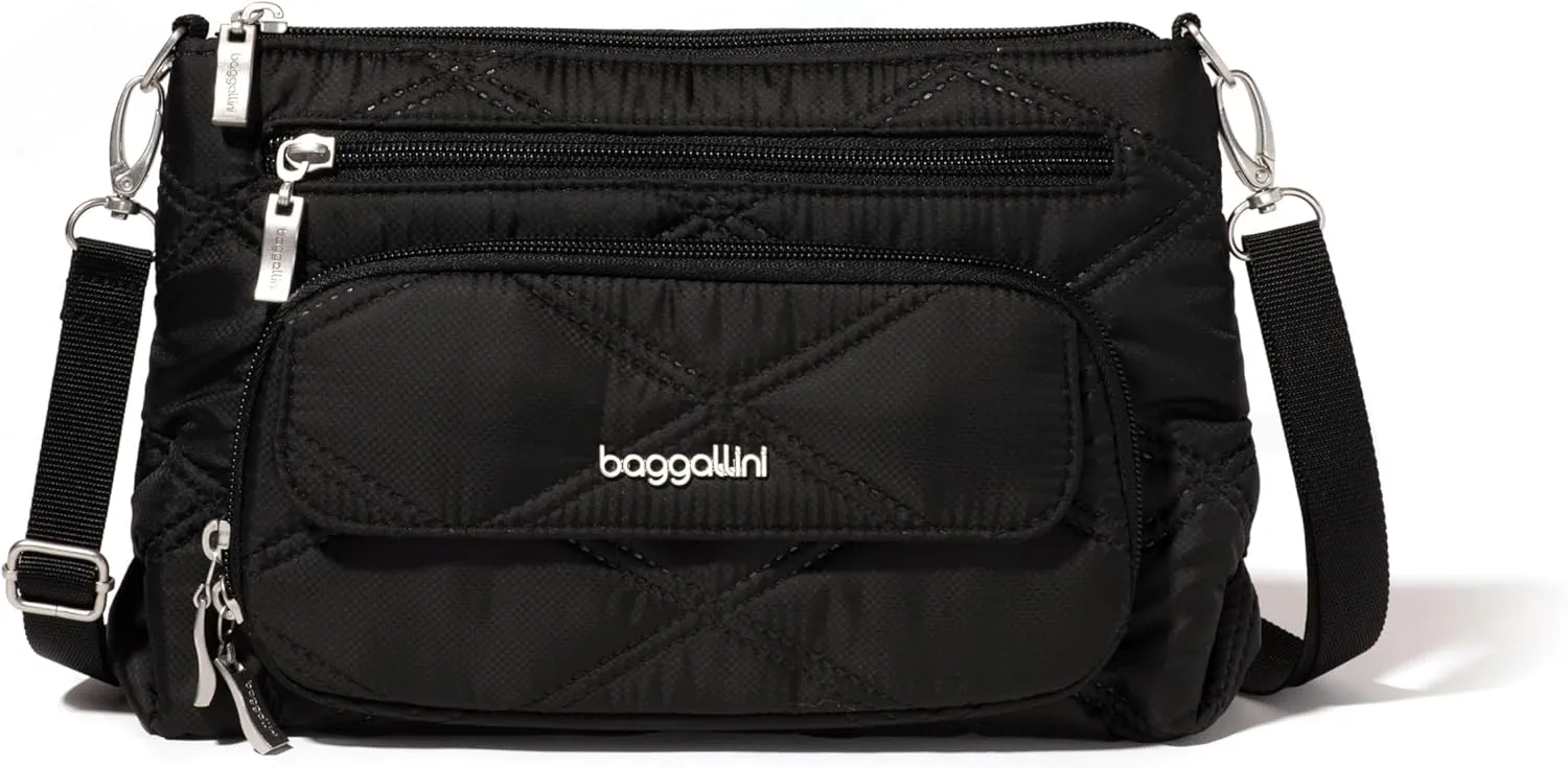 Baggallini Original Everyday 11x 7.5 Crossbody Bags for Women RFID Protected Washable Lightweight Nylon Zippered Travel Purse