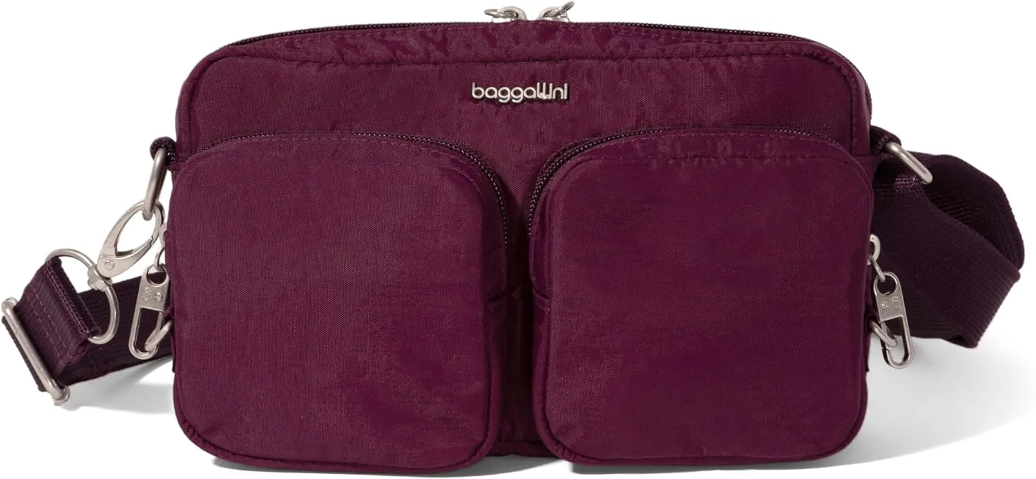 Baggallini Securtex Anti-Theft Treasure Crossbody 9"x5.5" Lightweight Travel Purse with RFID Card Slots Locking Zippers