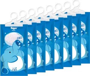 Bagus Hanging Moisture Absorber Bags (8 Pack) - Fragrance-Free Dehumidifier for Closet, Bathroom, RV, Boat & Storage Spaces, Compact Design with 12.5 Oz High-Capacity Absorption