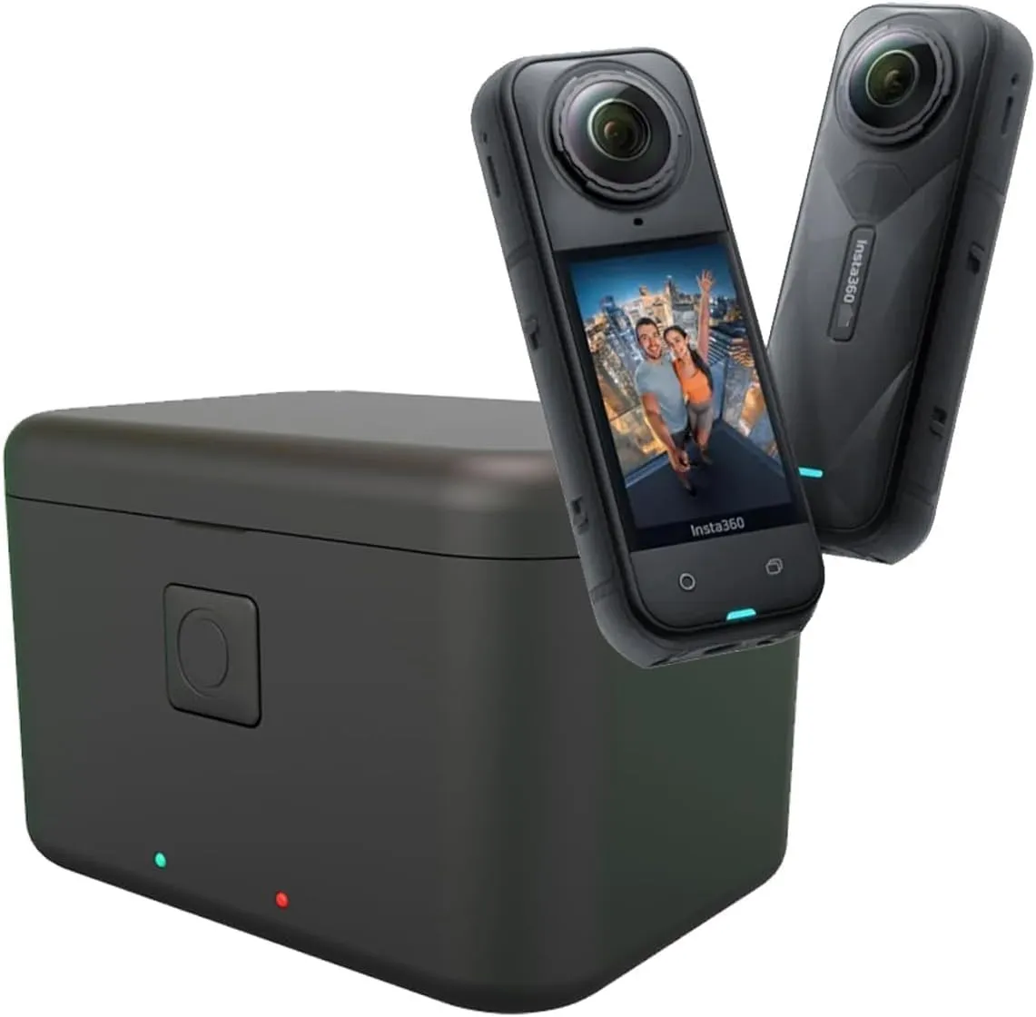 Battery Charger Set for Insta360 X5,Fast Battery Charger Hub for Insta360 X5,LED Screen Charging Case for Insta360 X5,Can Save 2 Batteries and Charge Same Time (1*Battery)