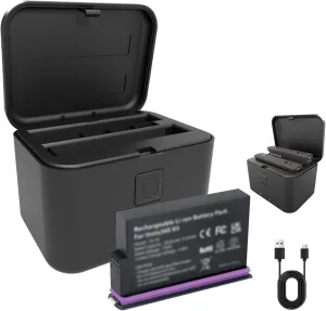 Battery Charger Set for Insta360 X5,Fast Battery Charger Hub for Insta360 X5,LED Screen Charging Case for Insta360 X5,Can Save 2 Batteries and Charge Same Time (1*Battery)