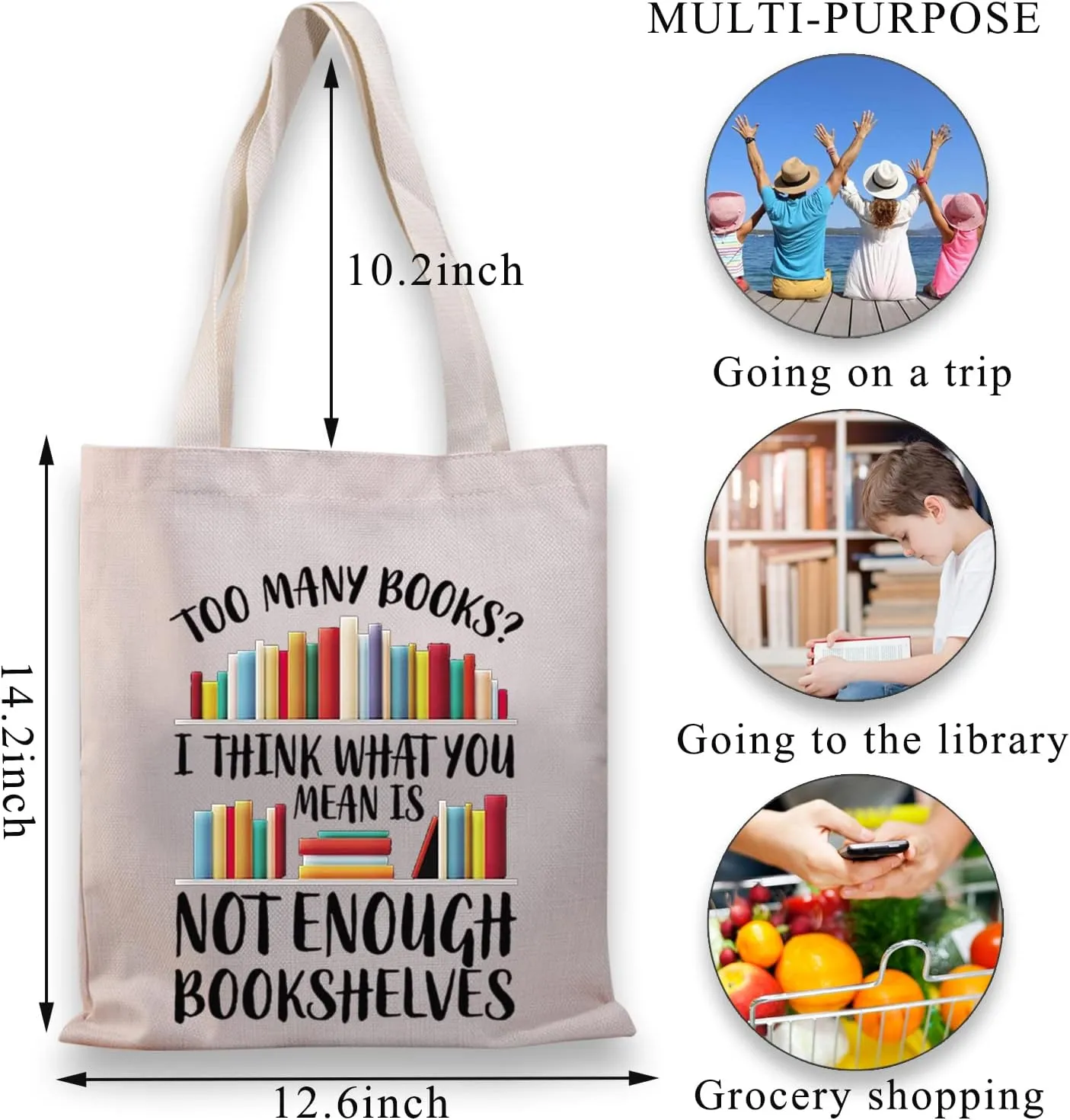 BDPWSS Book Lover Tote Bag For Women Bookworm Librarian Gift Book Club Reading Lover Reusable Shoulder Bag Funny Library Gift