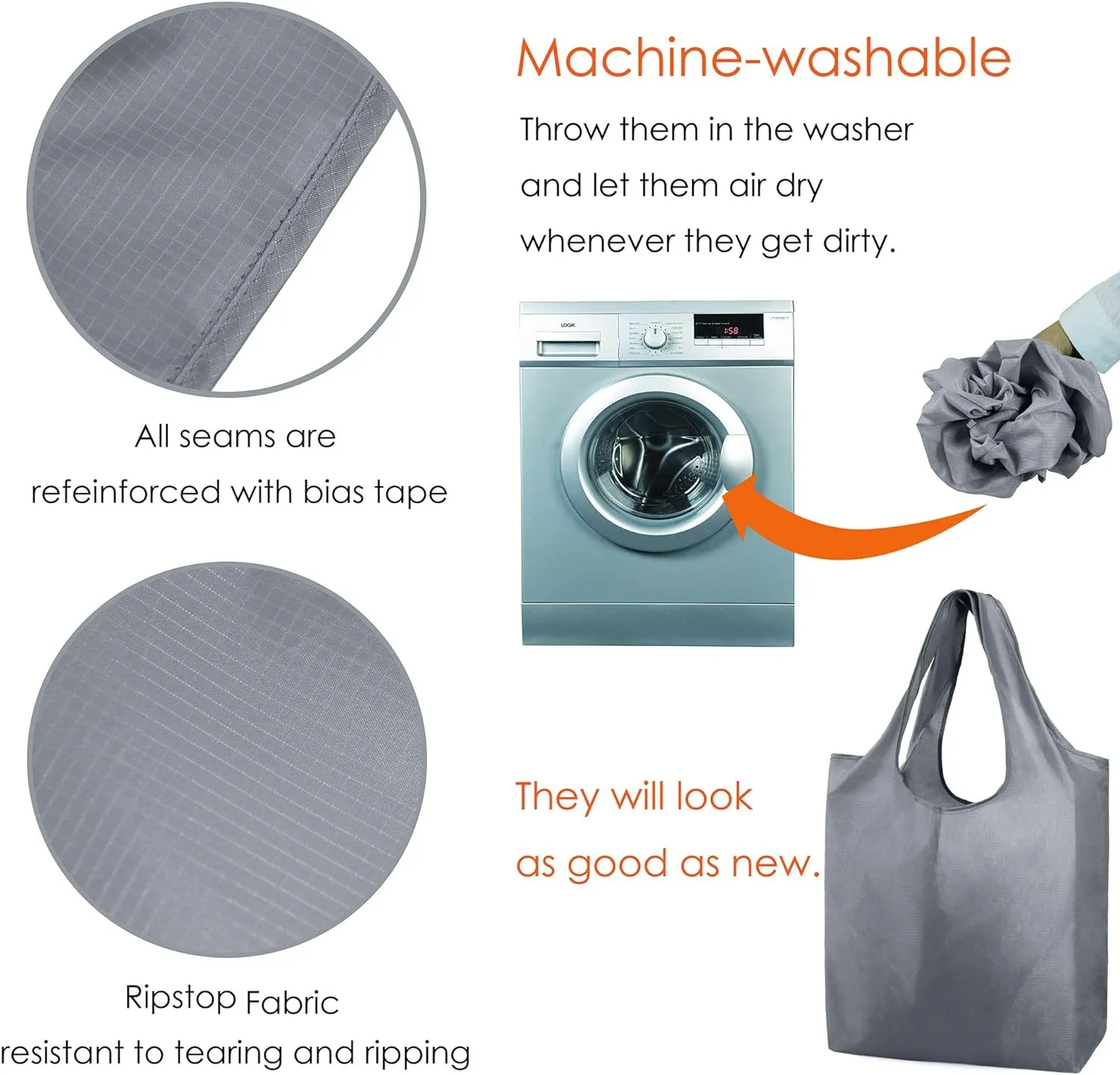 BeeGreen Reusable Grocery Bags 10 Pack Bulk Reusable Shopping Tote Bags with Handles Extra Large for 50LBS Heavy-duty Sturdy Foldable Machine Washable Ripstop Polyester for wholesale …