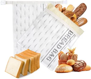 beeswax bread bags for sourdough(2 Pack), 13" X 17" Reusable waxed breads bags for Homemade Bread, Cotton Sourdough Bags Beeswax Lined for Storing Bread,Sandwiches,Snacks（White）