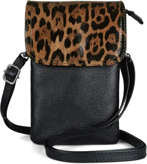 befen Genuine Leather Small Crossbody Bags for Women Cell Phone Bag Cross Body Purses,Silver Zipper