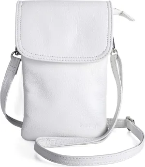 befen Genuine Leather Small Crossbody Bags for Women Cell Phone Bag Cross Body Purses,Silver Zipper