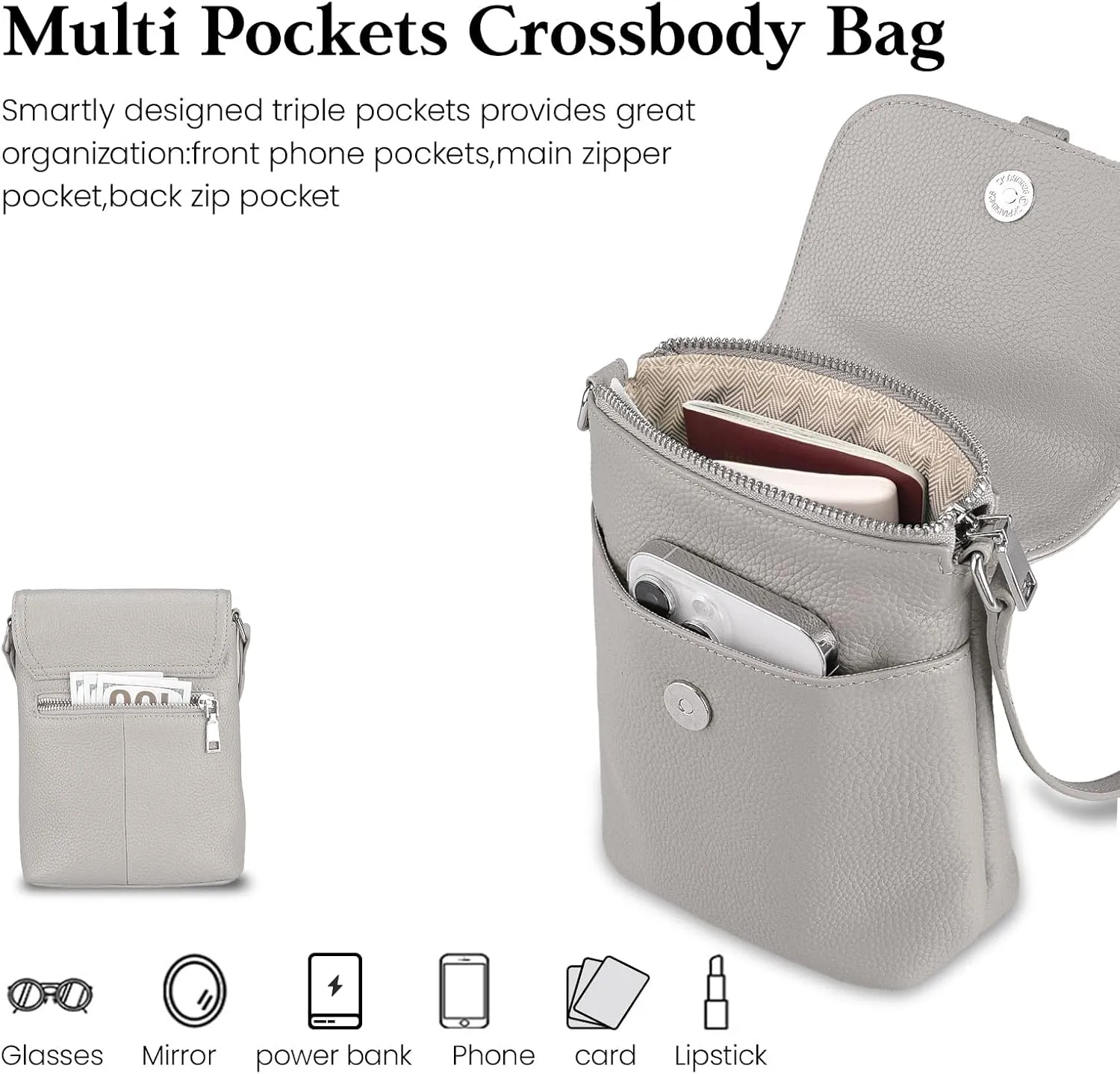 befen Genuine Leather Small Crossbody Bags for Women, Womens Cell Phone Purses Cross body Bag Purse with RFID Card Slots