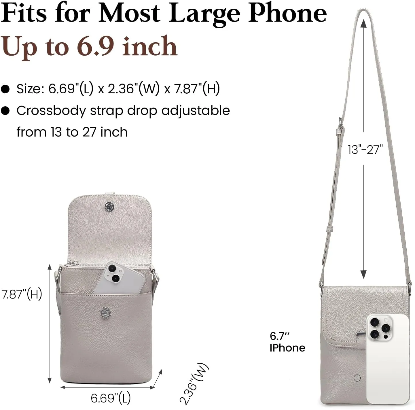 befen Genuine Leather Small Crossbody Bags for Women, Womens Cell Phone Purses Cross body Bag Purse with RFID Card Slots