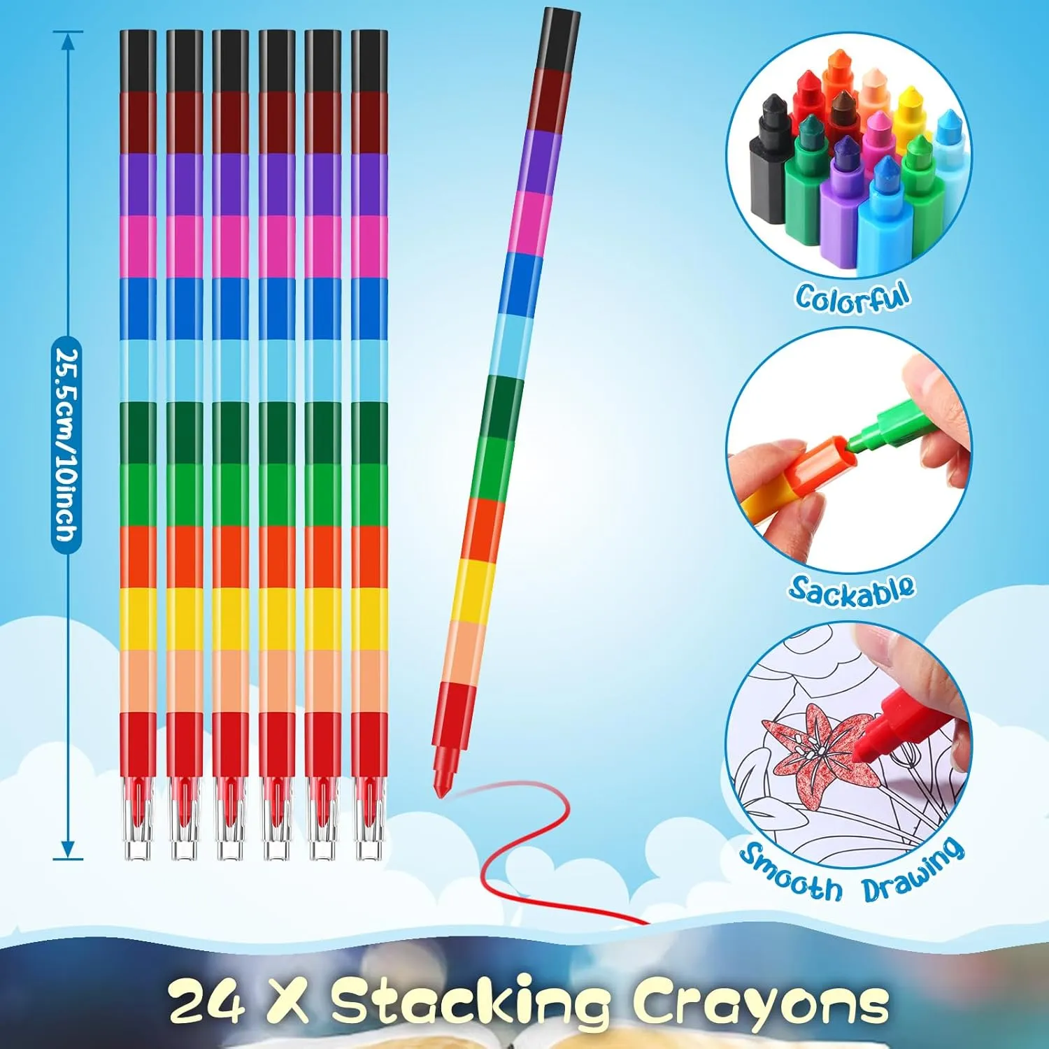 BenLouis 24 Christian Mini Coloring Books Kids with 24 Stacking Crayons Bible Verse Party Favors Activity Books Bulk for Kids Christmas Religious Goodie Bag Gift Stuffer Classroom Reward