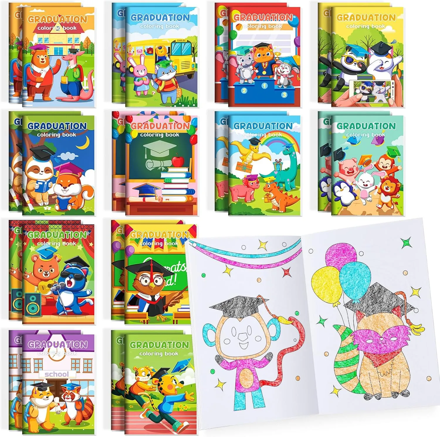 BenLouis 60 Pcs Kindergarten Graduation Mini Coloring Books Kids Preschool Graduation Party Favors Small Activity Books Bulk for Kids Student Congrats Grad Goodie Bags Stuffers Gifts Classroom Travel