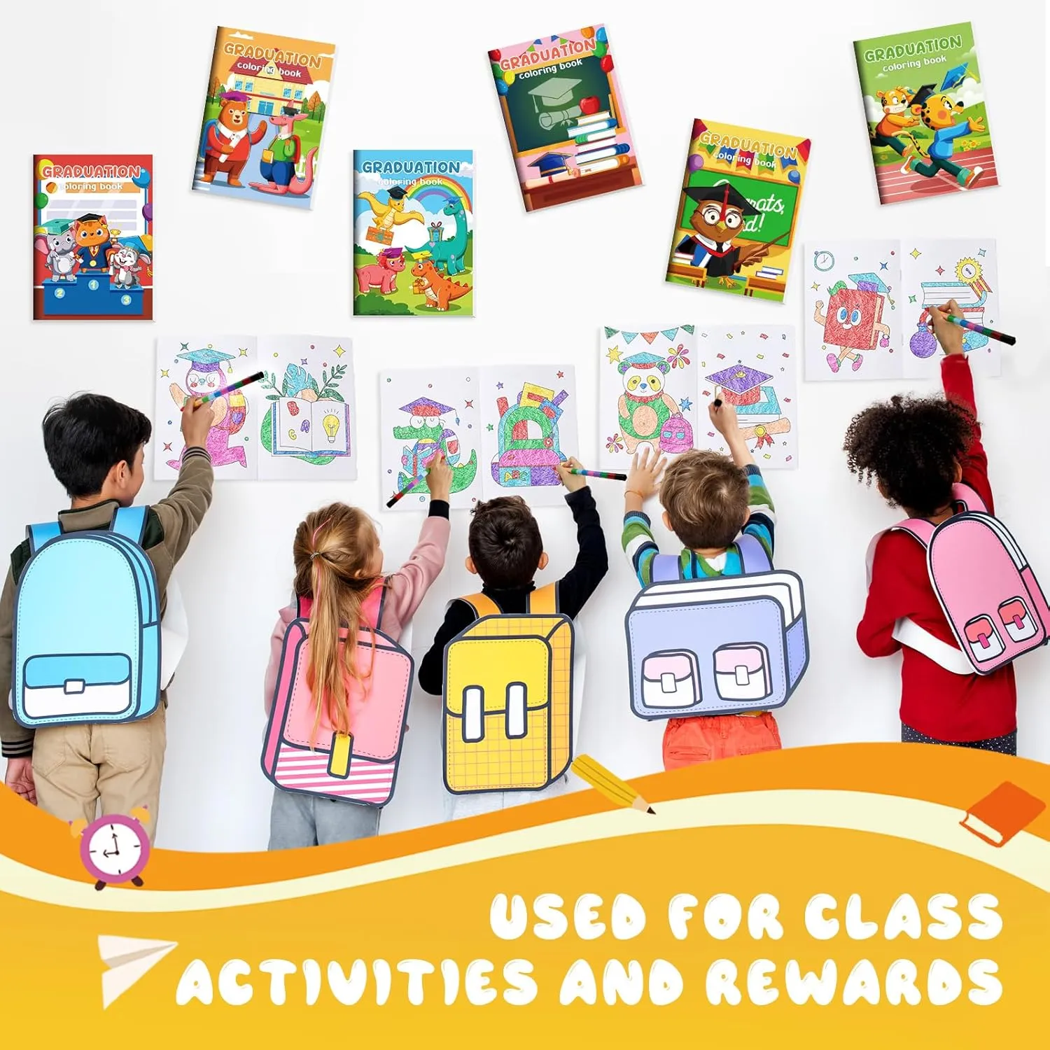 BenLouis 60 Pcs Kindergarten Graduation Mini Coloring Books Kids Preschool Graduation Party Favors Small Activity Books Bulk for Kids Student Congrats Grad Goodie Bags Stuffers Gifts Classroom Travel