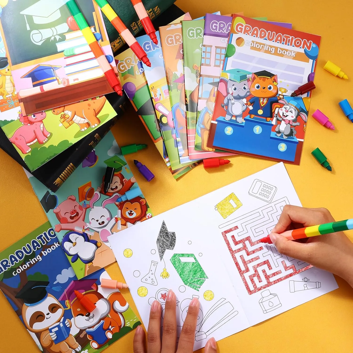 BenLouis 60 Pcs Kindergarten Graduation Mini Coloring Books Kids Preschool Graduation Party Favors Small Activity Books Bulk for Kids Student Congrats Grad Goodie Bags Stuffers Gifts Classroom Travel