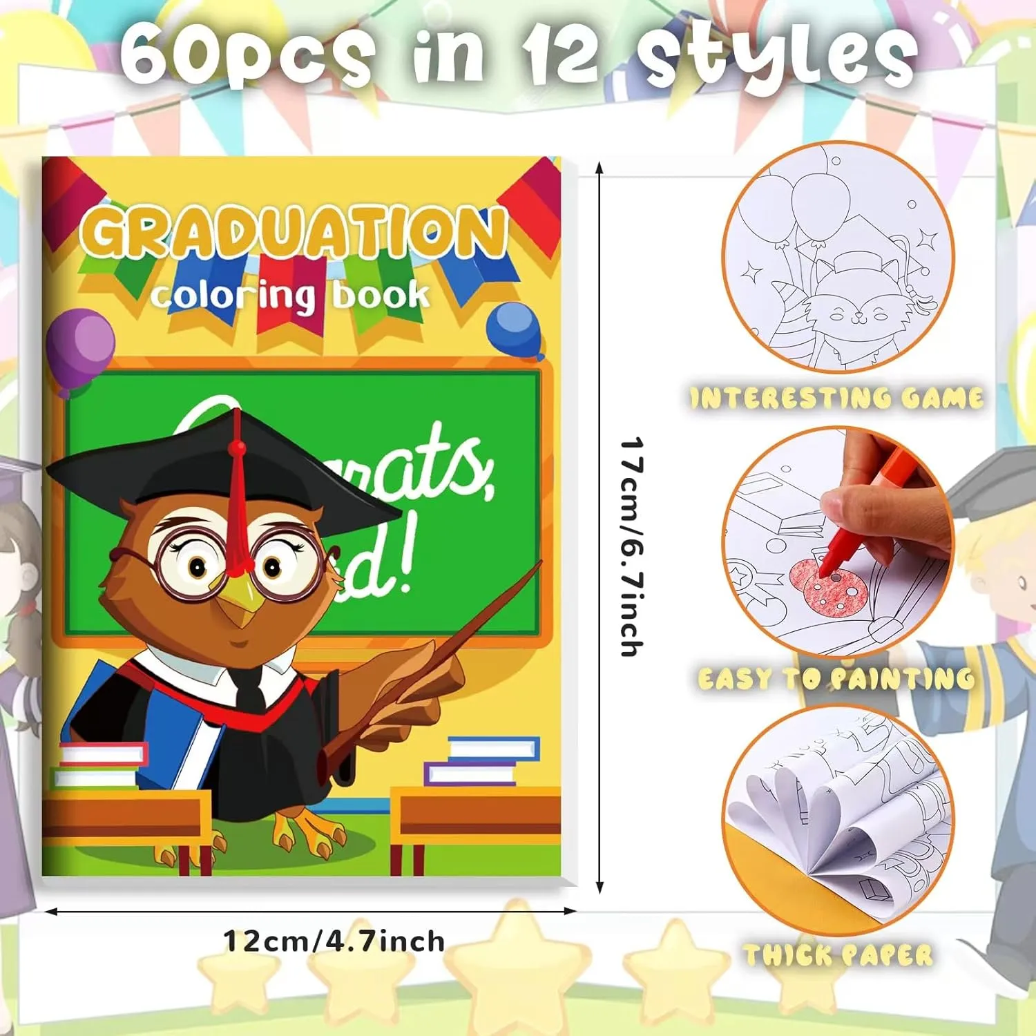 BenLouis 60 Pcs Kindergarten Graduation Mini Coloring Books Kids Preschool Graduation Party Favors Small Activity Books Bulk for Kids Student Congrats Grad Goodie Bags Stuffers Gifts Classroom Travel