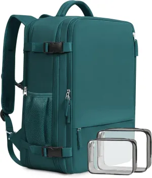 Beraliy Extra Large Travel Backpack for Women as Person Item Flight Approved, 40L Carry On Backpack, 17.3 Inch Laptop Backpack, Waterproof Backpack, Hiking Backpack, Casual Bag,Peacock Blue