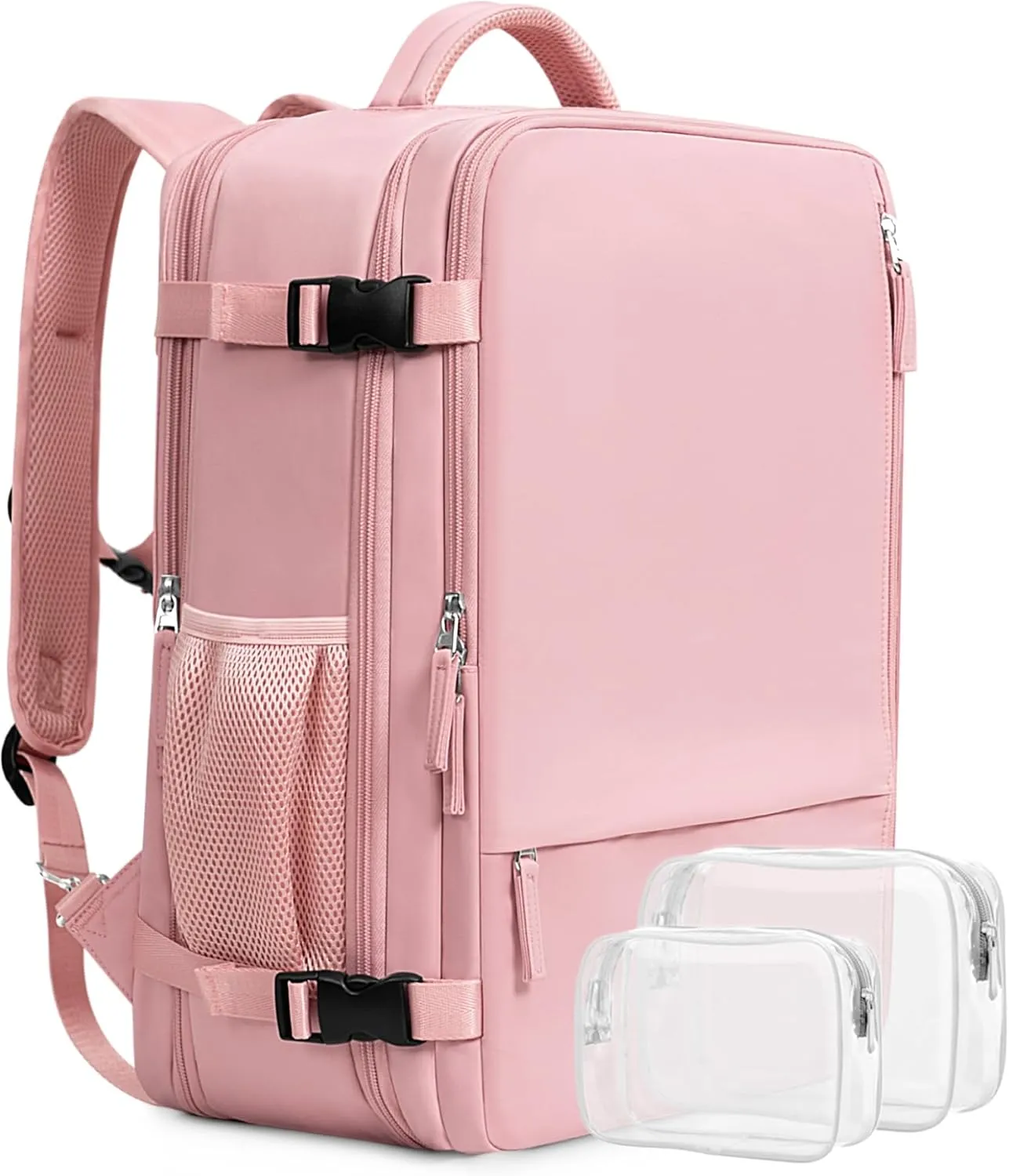 Beraliy Large Travel Backpack for Women, Personal Item Bag Airline Approved, Carry On Luggage, 17 inch Laptop Backpack, Waterproof Backpack, Hiking Backpack, Pink