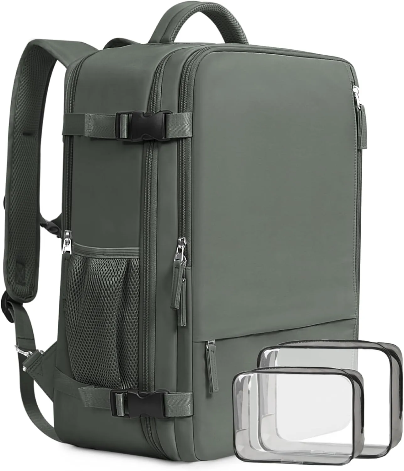 Beraliy Travel Backpack for Men Women, Carry On Backpack, 16 Inch Laptop Backpack, Waterproof Hiking Backpack, Casual Outdoor Daypack College Bag, Olive-green
