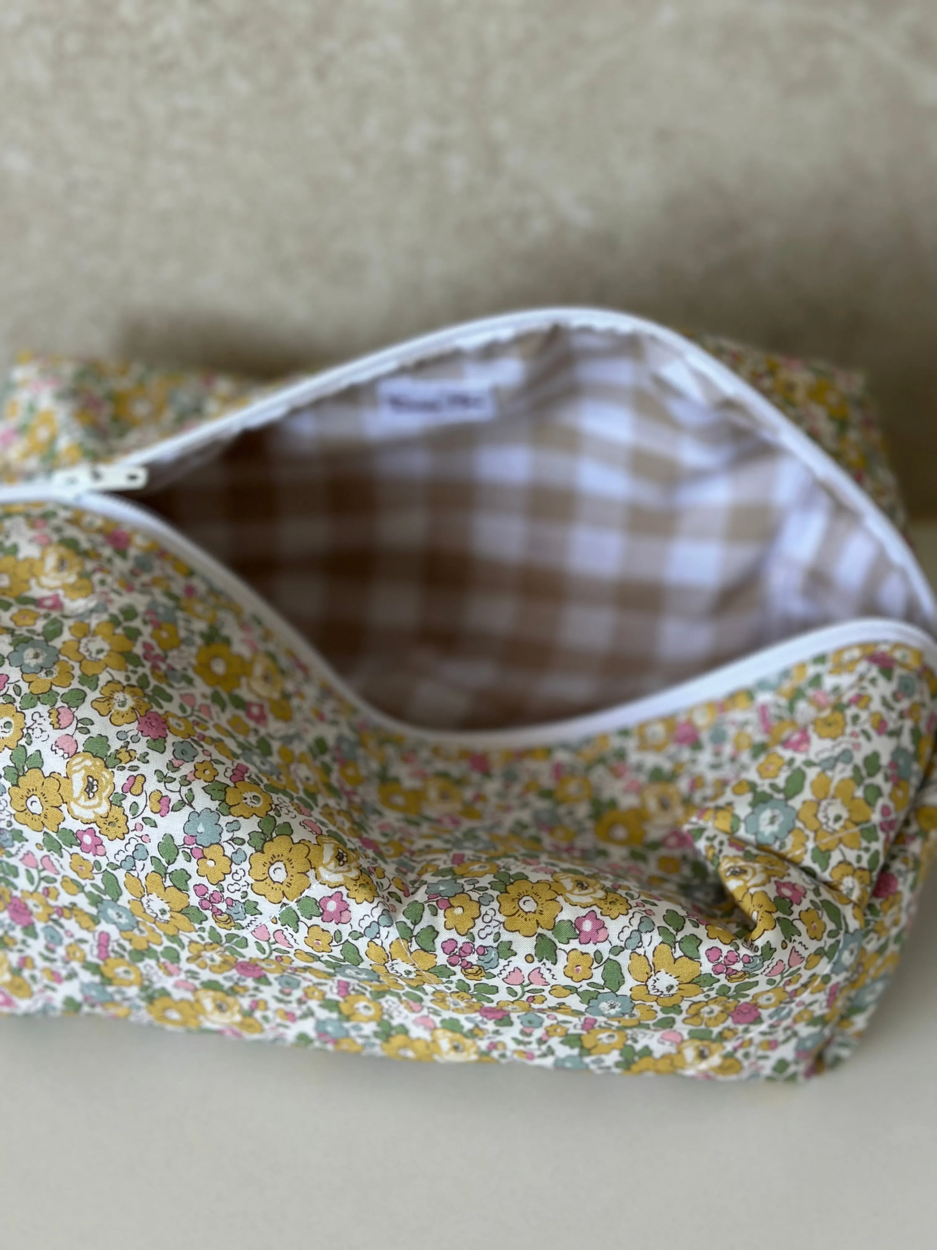 Betsy Ann   Beige Gingham Bag
